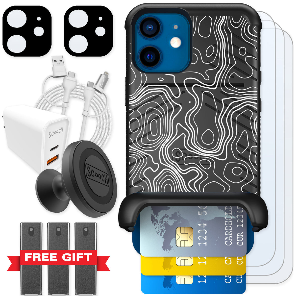 Scooch Wingmate Topography for iPhone 12 mini — Ultimate Bundle