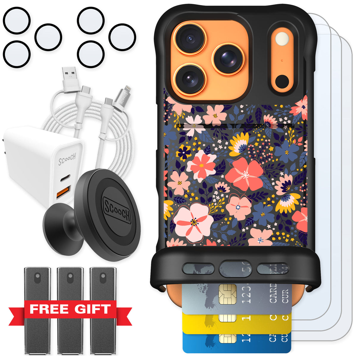 Scooch Wingmate Wildflowers for iPhone 17 Pro — Ultimate Bundle