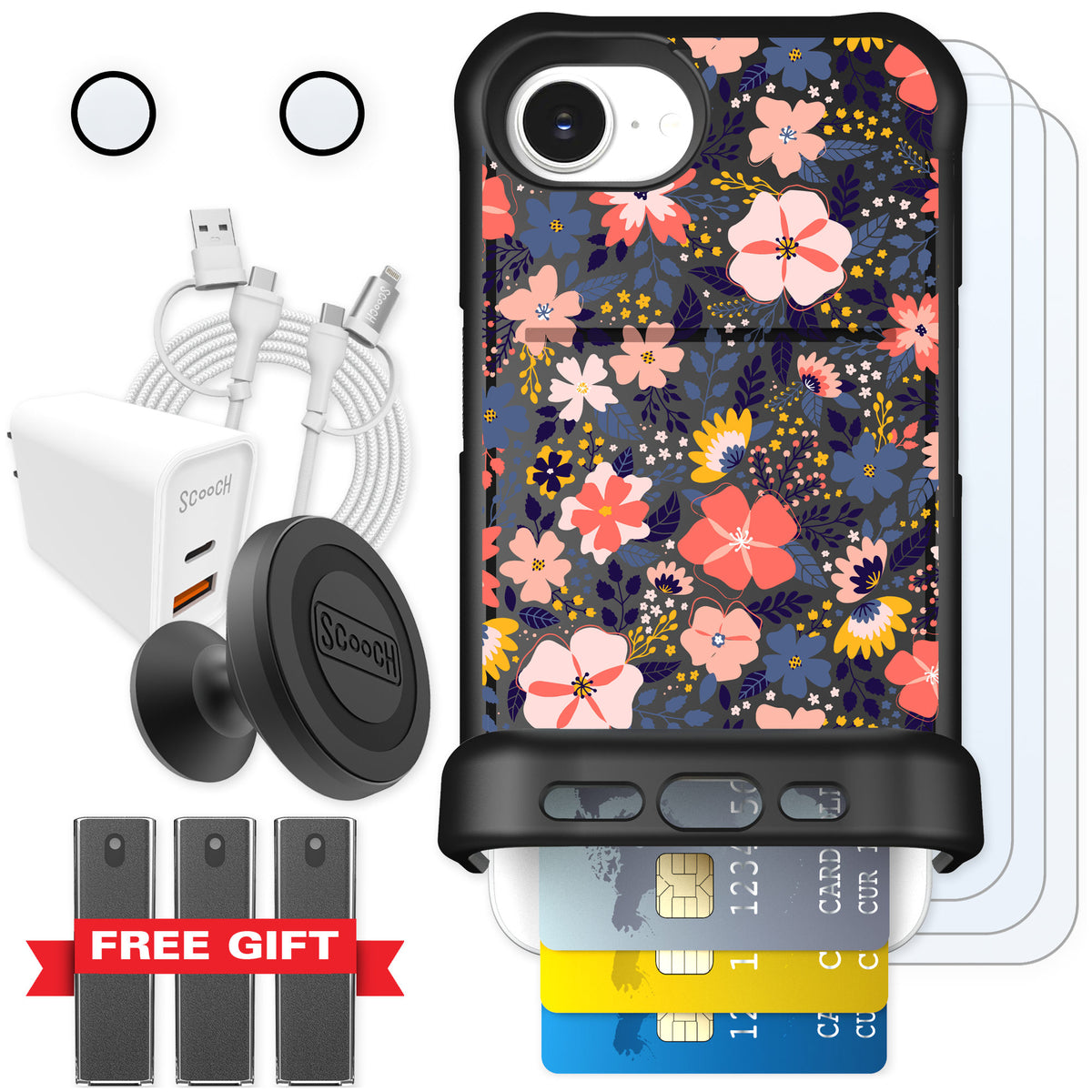 Scooch Wingmate Wildflowers for iPhone 16e — Ultimate Bundle