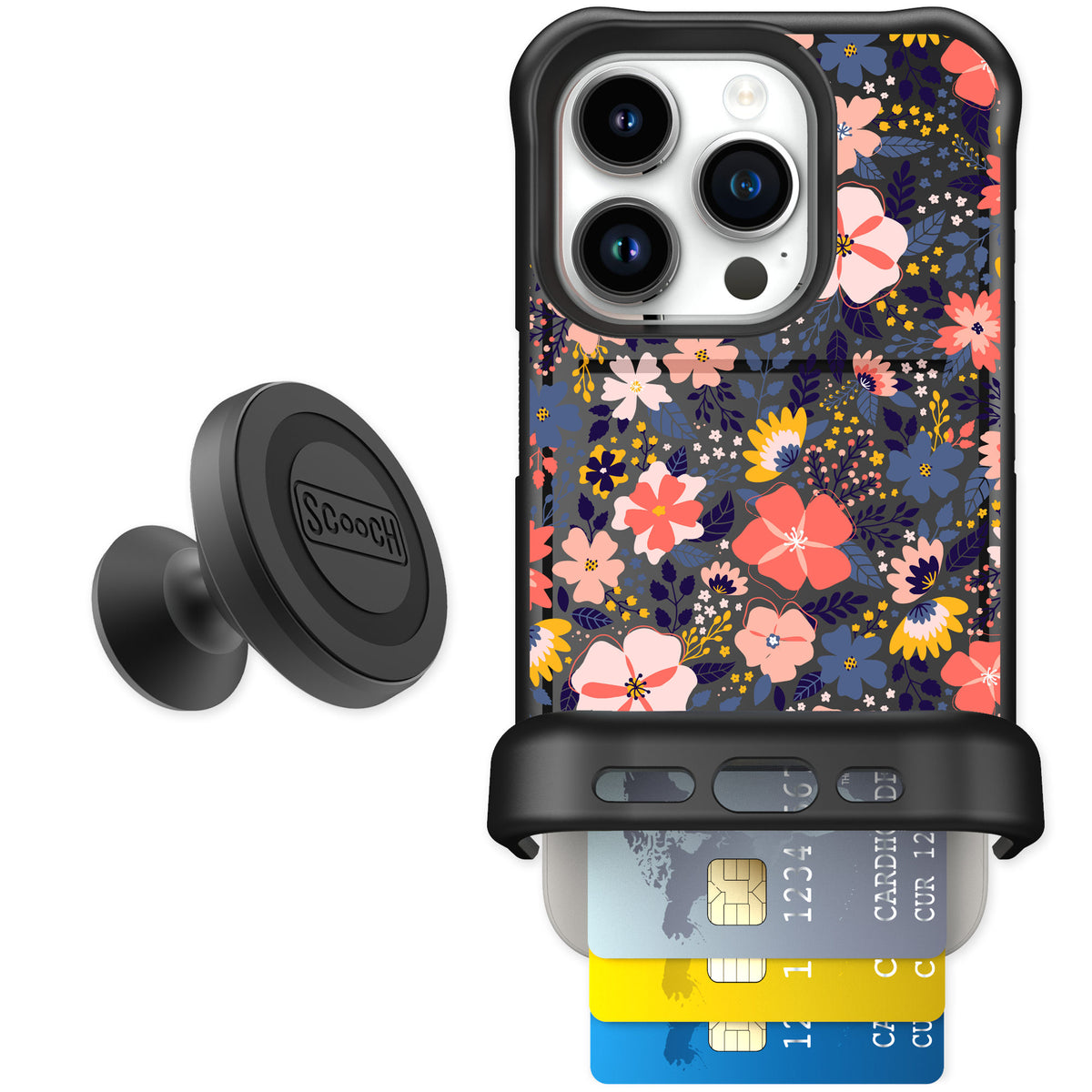 Scooch Wingmate Wildflowers for iPhone 15 Pro — Starter Bundle