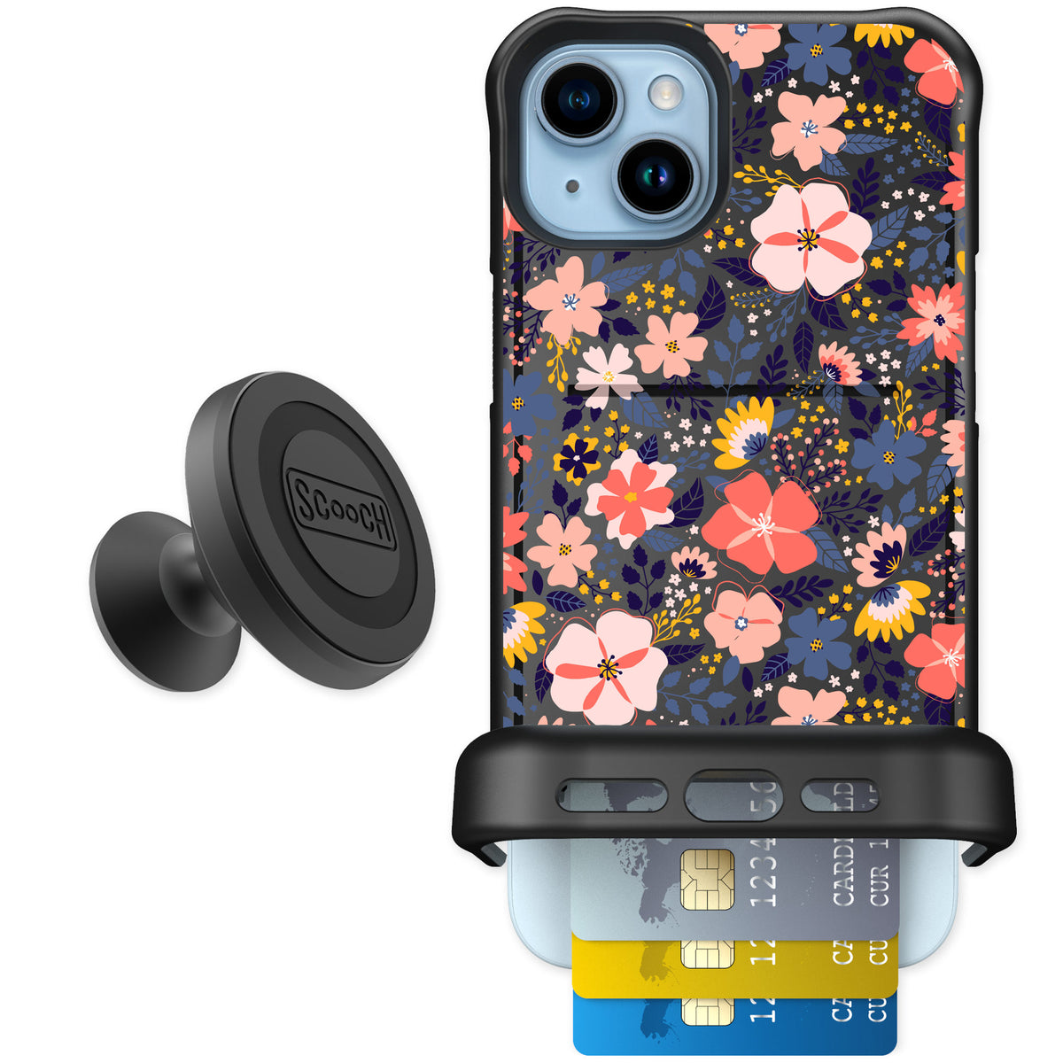 Scooch Wingmate Wildflowers for iPhone 14 Plus — Starter Bundle