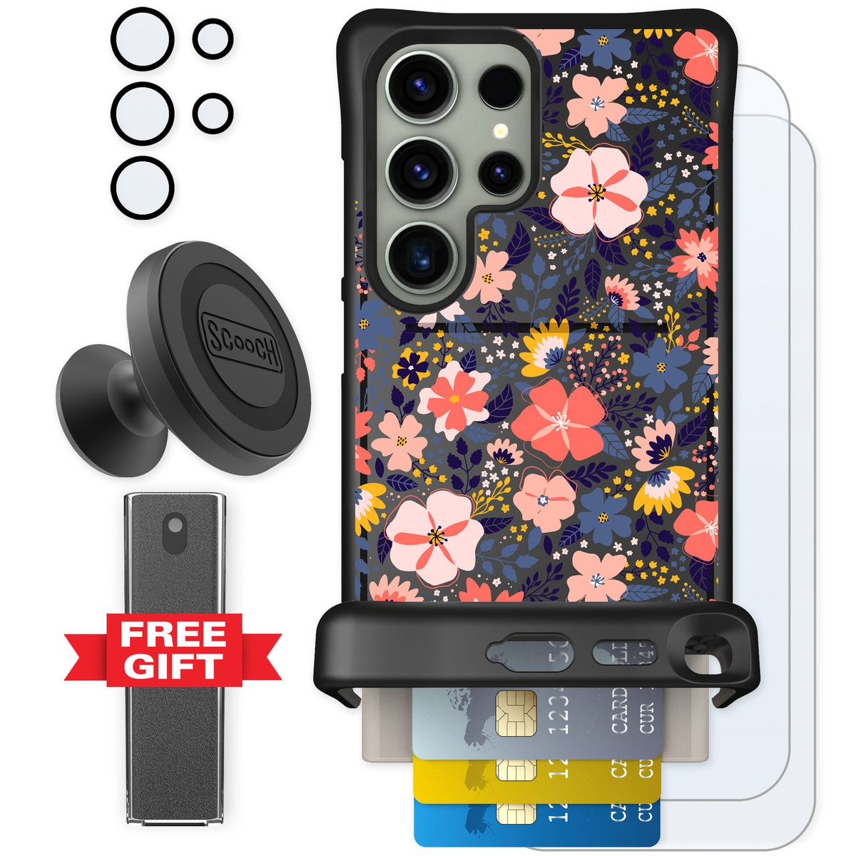 Scooch Wingmate Wildflowers for Galaxy S24 Ultra — Defender Bundle