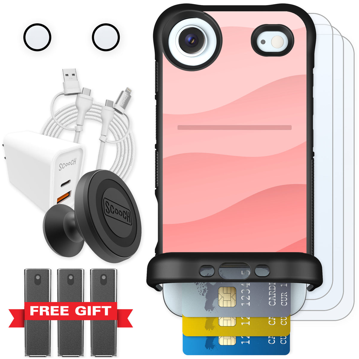 Scooch Wingmate Pink Waves for iPhone Air — Ultimate Bundle