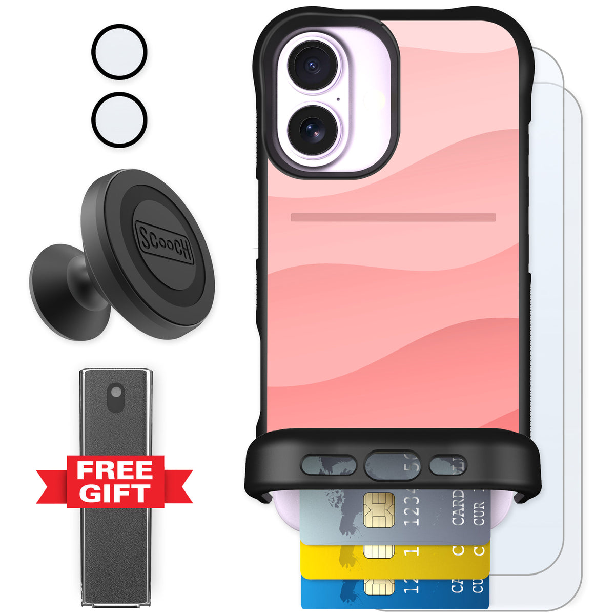 Scooch Wingmate Pink Waves for iPhone 17 — Defender Bundle