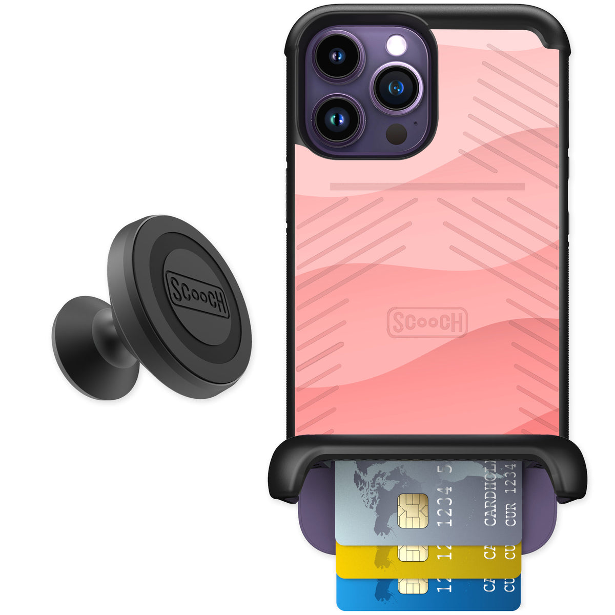 Scooch Wingmate Pink Waves for iPhone 14 Pro Max — Starter Bundle
