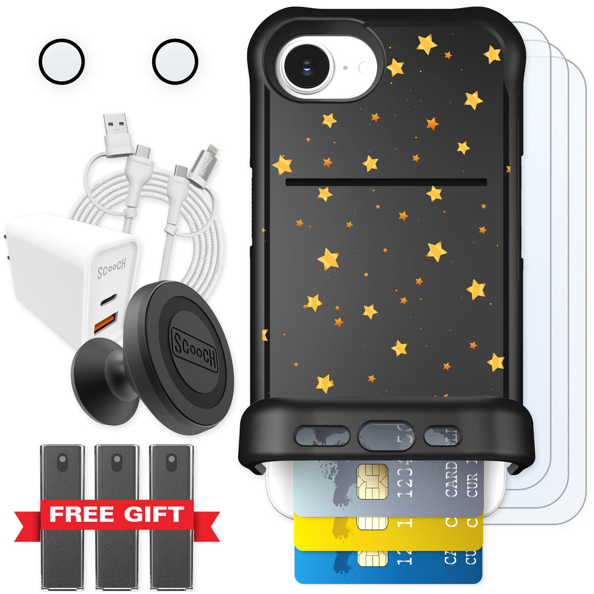 Scooch Wingmate Gold Stars for iPhone 16e β Ultimate Bundle