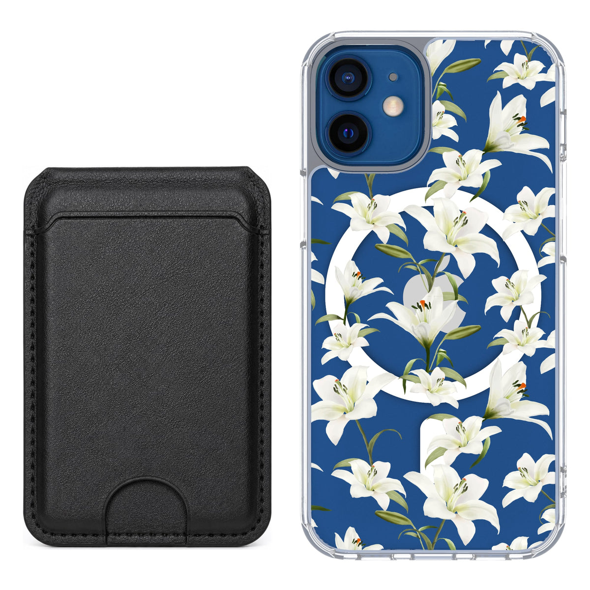Scooch MagCase Lilies for iPhone 12 mini with Black MagWallet
