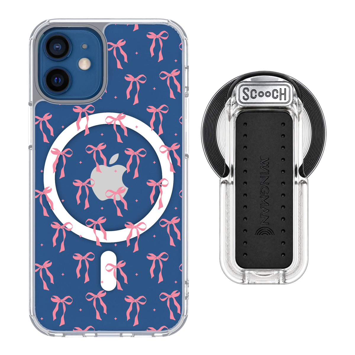 Scooch MagCase Pink Bows for iPhone 12 mini with MagSafe Wingback - Clear