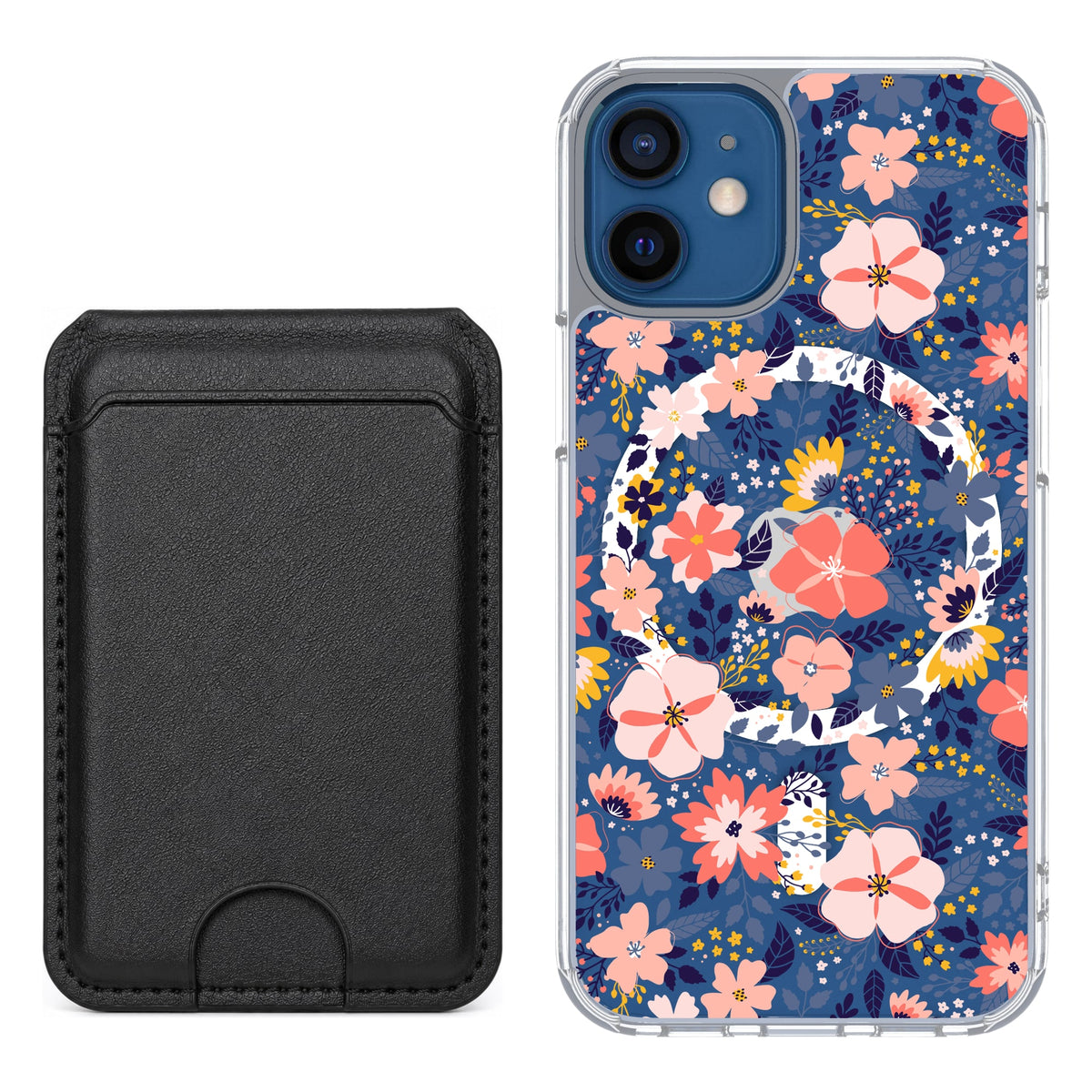 Scooch MagCase Wildflowers for iPhone 12 mini with Black MagWallet