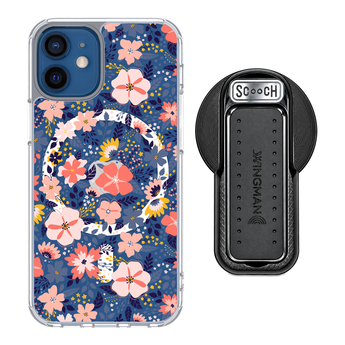 Scooch MagCase Wildflowers for iPhone 12 mini with MagSafe Wingback - Black