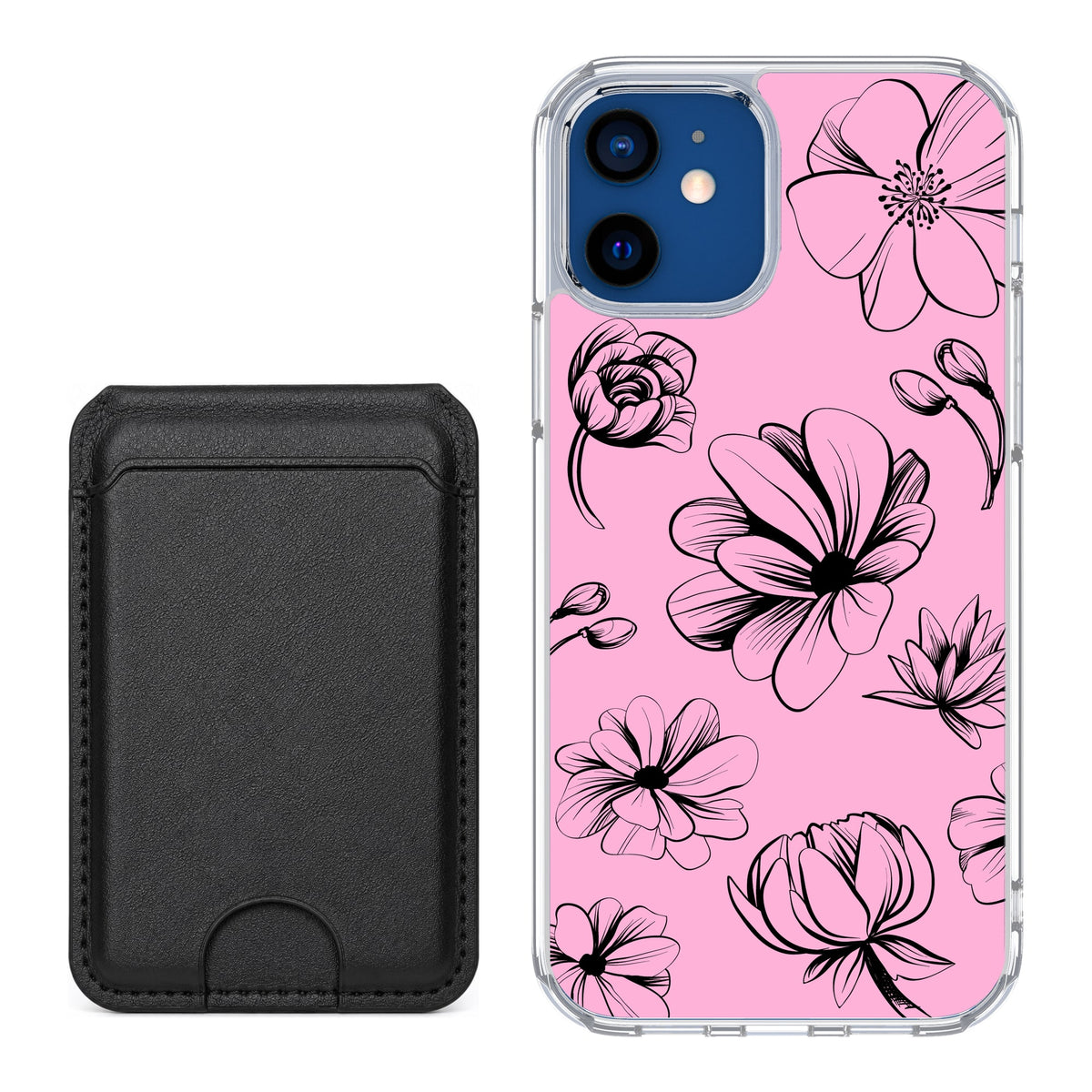 Scooch MagCase Vintage Flowers for iPhone 12 / iPhone 12 Pro with Black MagWallet