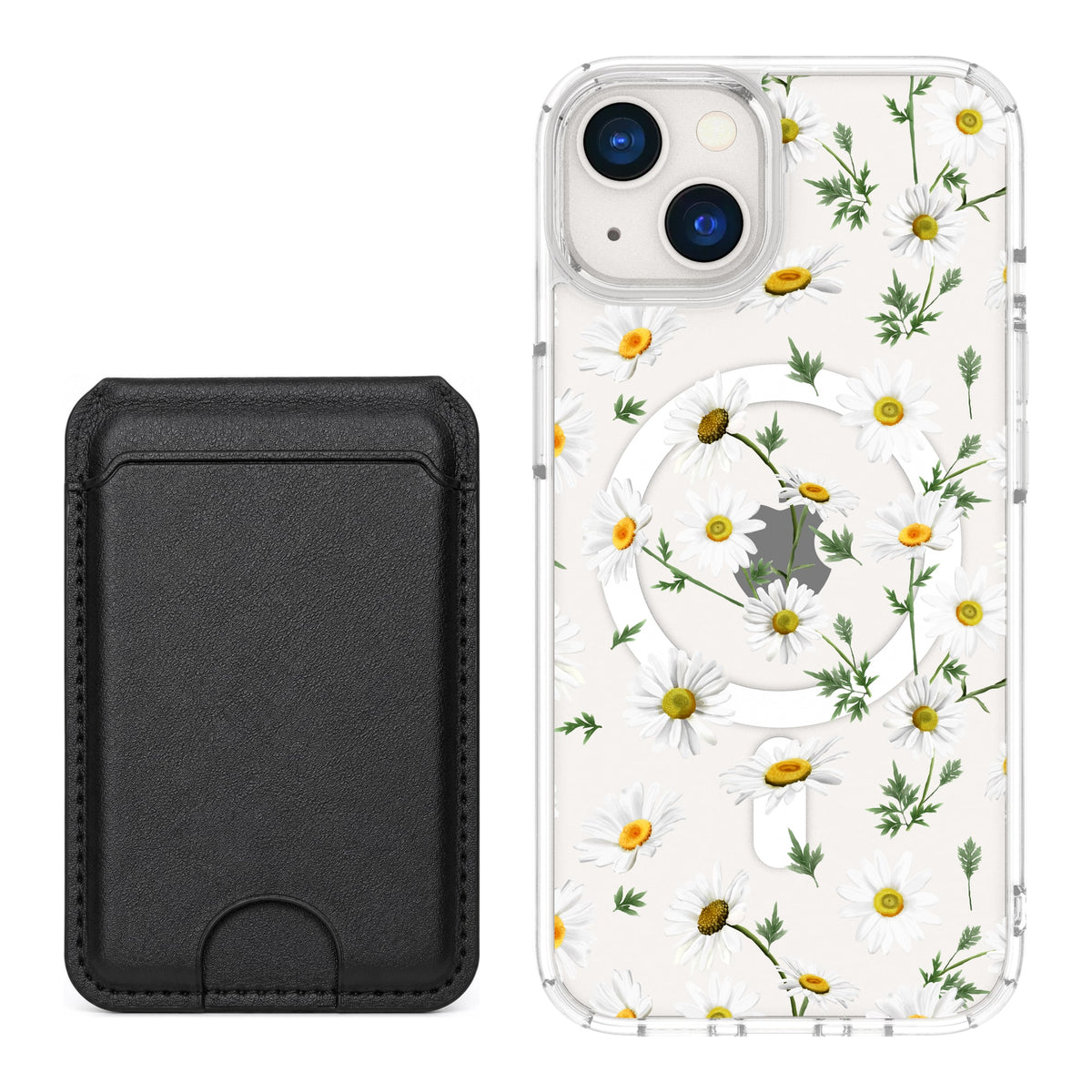 Scooch MagCase Daisies for iPhone 13 with Black MagWallet
