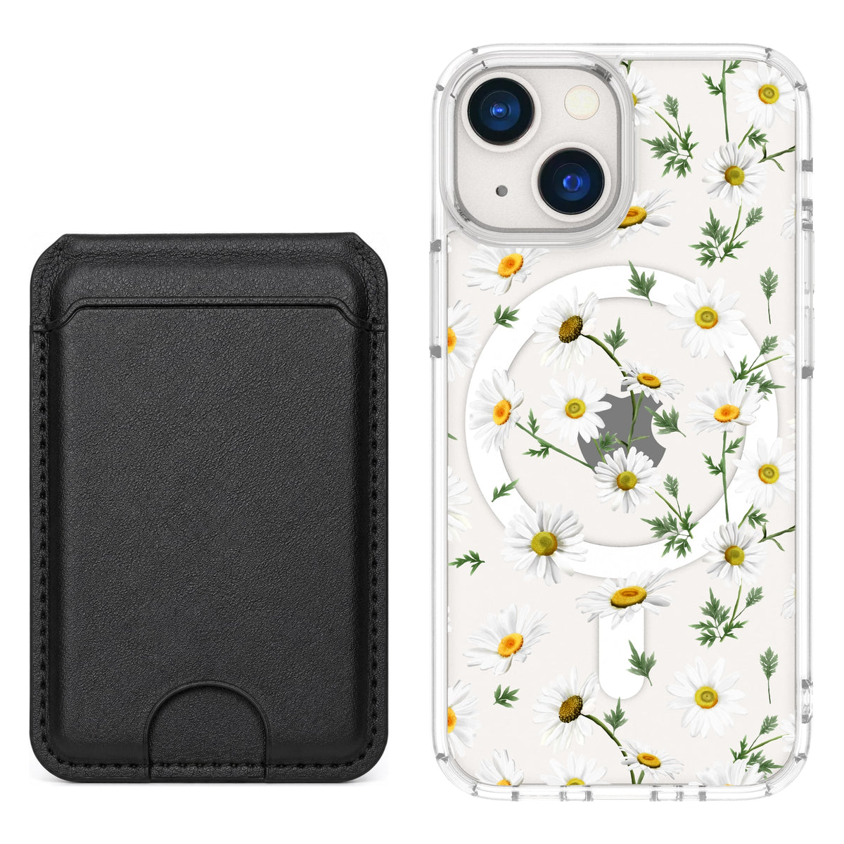 Scooch MagCase Daisies for iPhone 13 mini with Black MagWallet