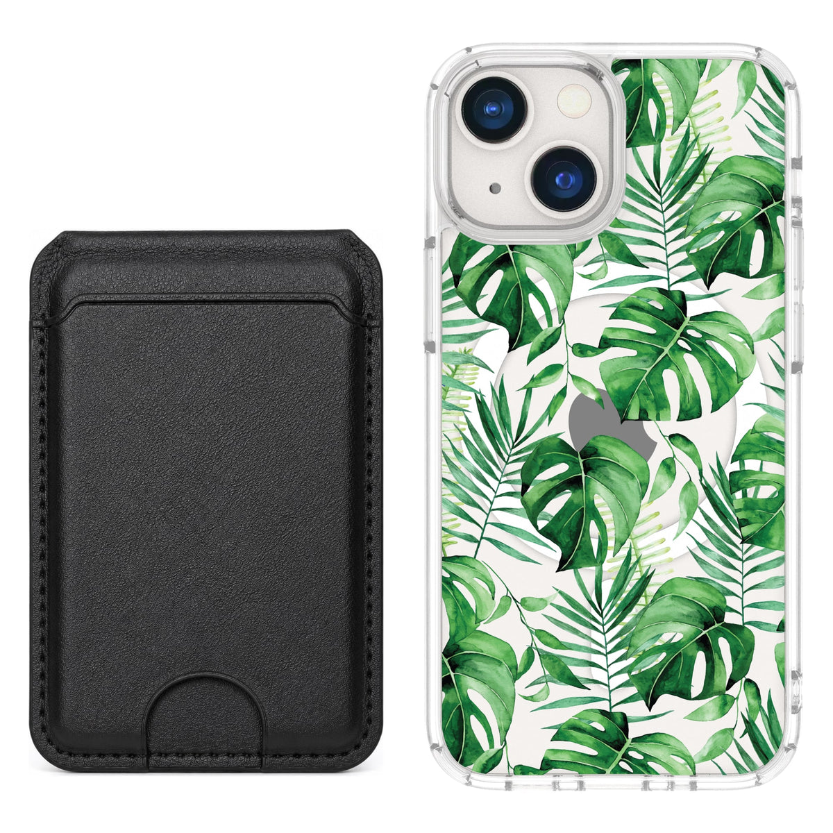 Scooch MagCase Monstera for iPhone 13 mini with Black MagWallet