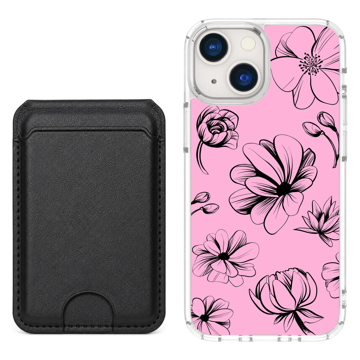 Scooch MagCase Vintage Flowers for iPhone 13 mini with Black MagWallet