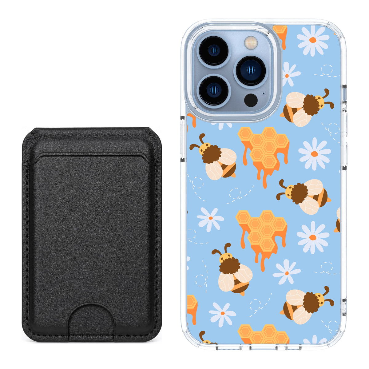 Scooch MagCase Honey Bees for iPhone 13 Pro with Black MagWallet
