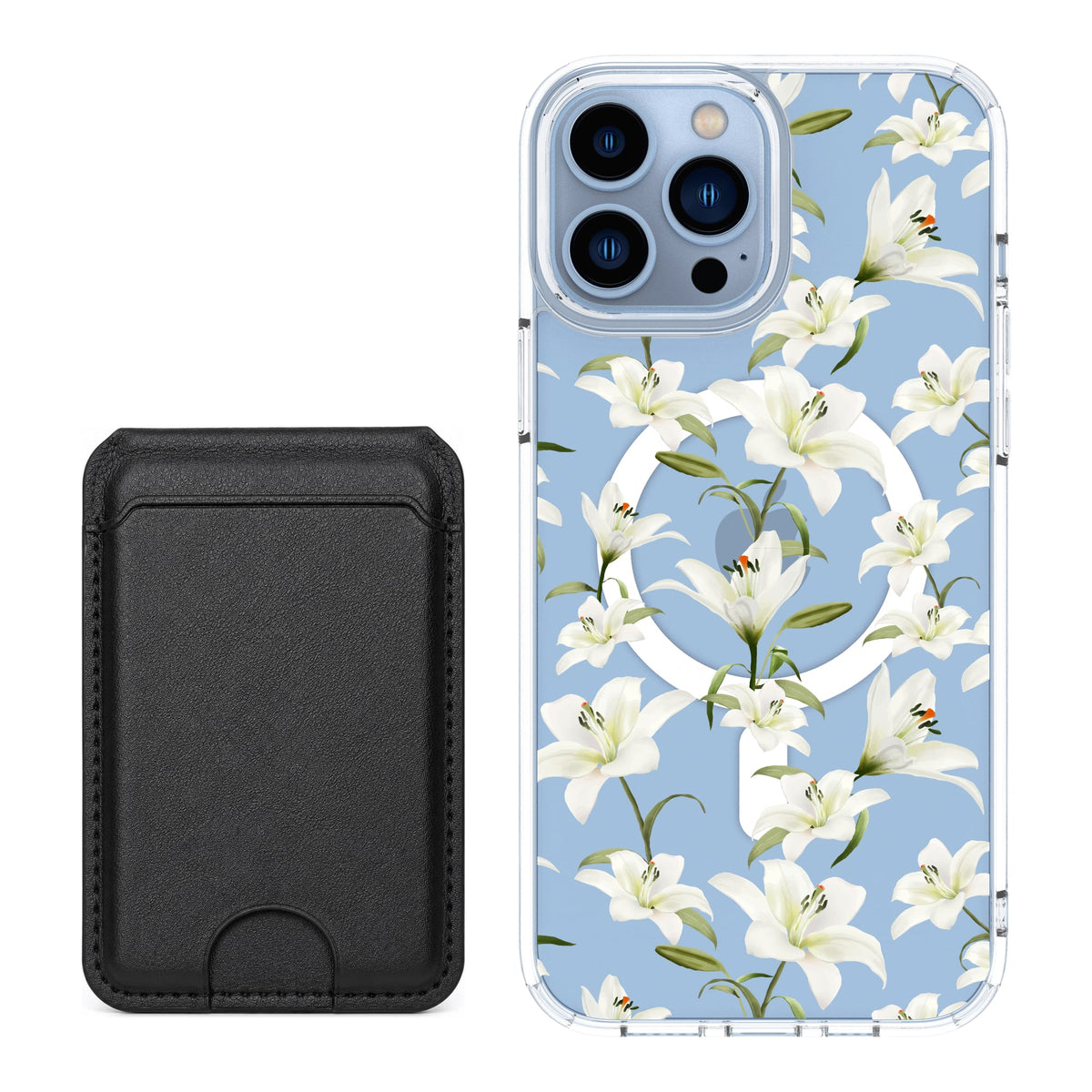 Scooch MagCase Lilies for iPhone 13 Pro Max with Black MagWallet