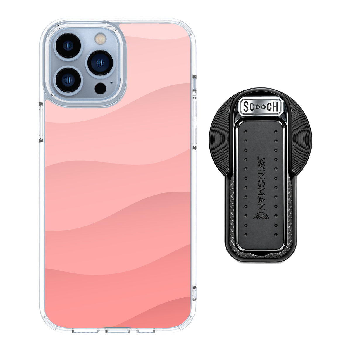 Scooch MagCase Pink Waves for iPhone 13 Pro Max with MagSafe Wingback - Black