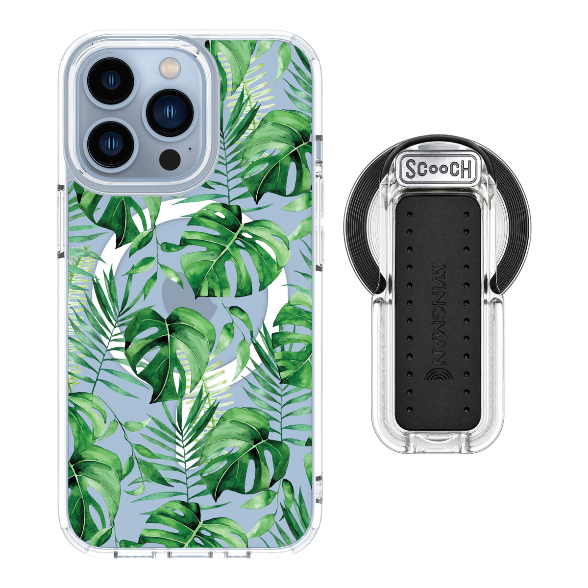 Scooch MagCase Monstera for iPhone 13 Pro with MagSafe Wingback - Clear