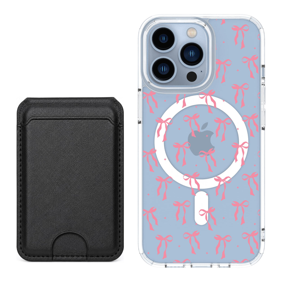 Scooch MagCase Pink Bows for iPhone 13 Pro with Black MagWallet