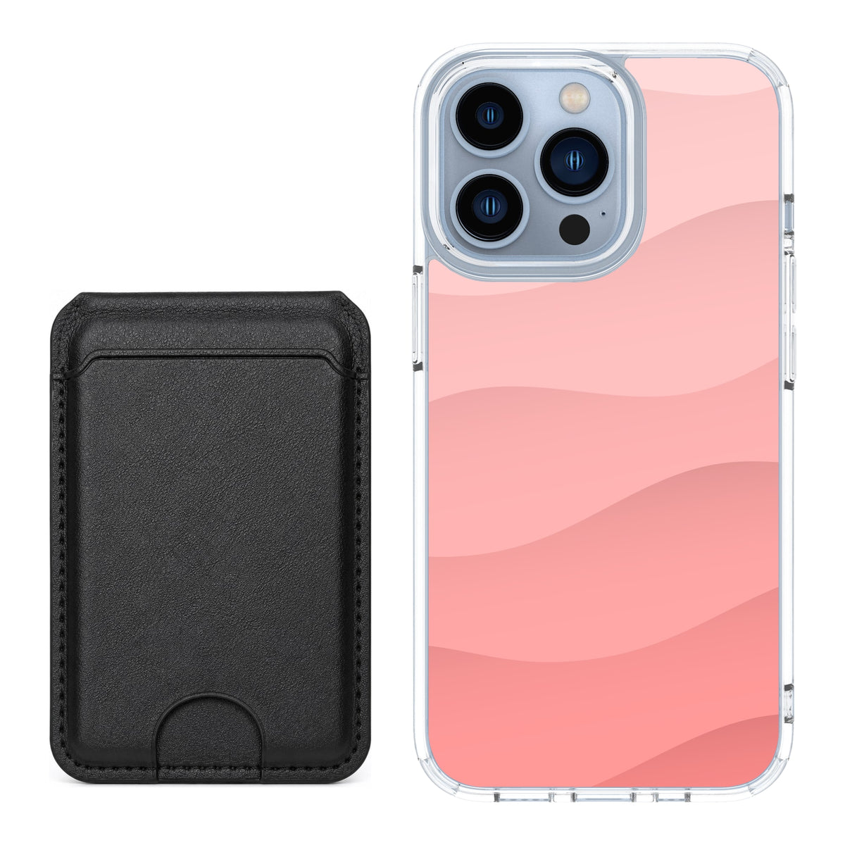 Scooch MagCase Pink Waves for iPhone 13 Pro with Black MagWallet