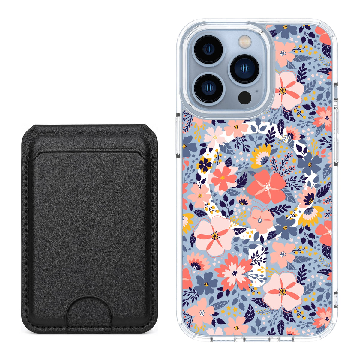 Scooch MagCase Wildflowers for iPhone 13 Pro with Black MagWallet