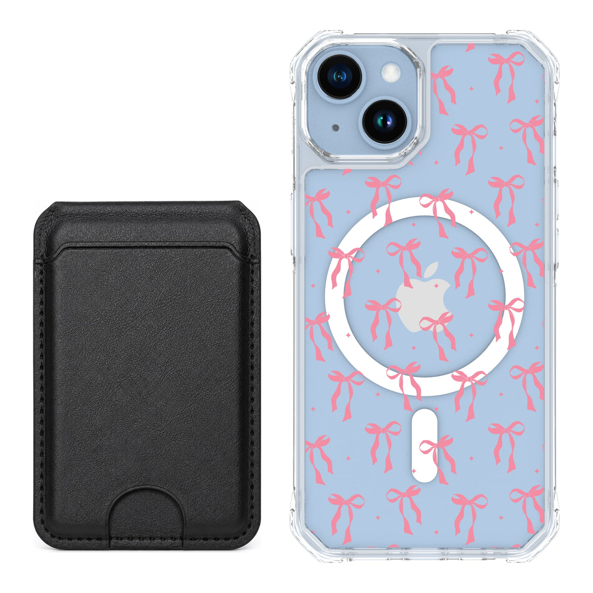 Scooch MagCase Pink Bows for iPhone 14 with Black MagWallet