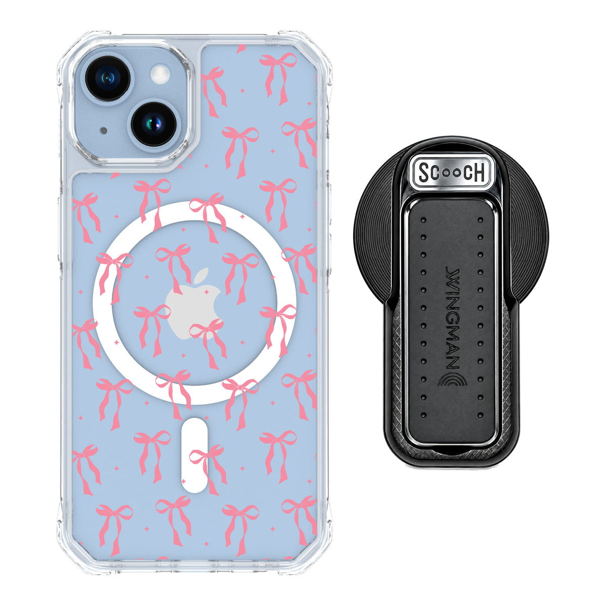 Scooch MagCase Pink Bows for iPhone 14 with MagSafe Wingback - Black