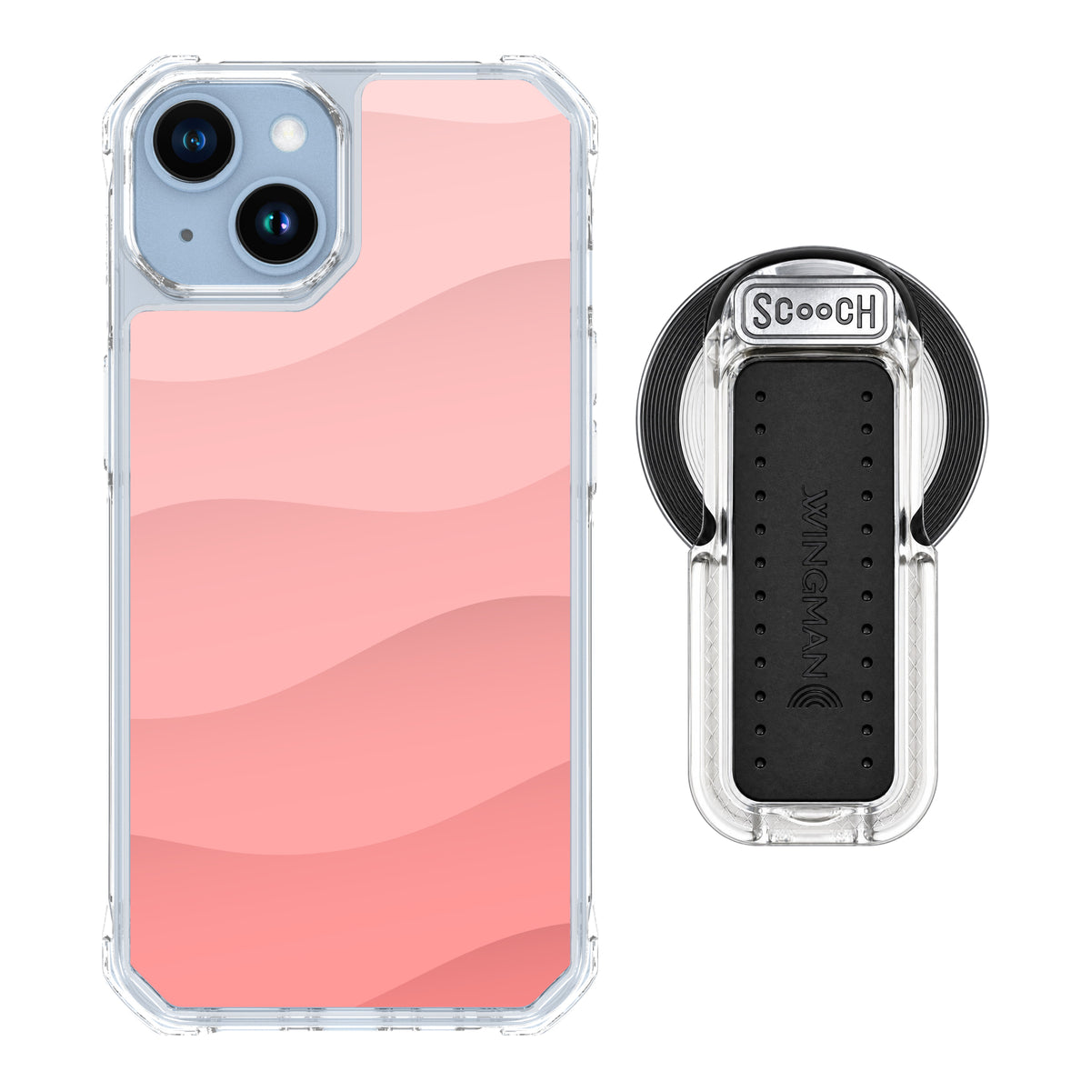 Scooch MagCase Pink Waves for iPhone 14 with MagSafe Wingback - Clear