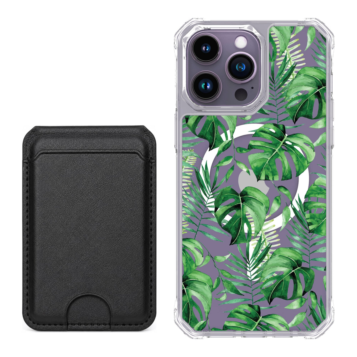 Scooch MagCase Monstera for iPhone 14 Pro Max with Black MagWallet