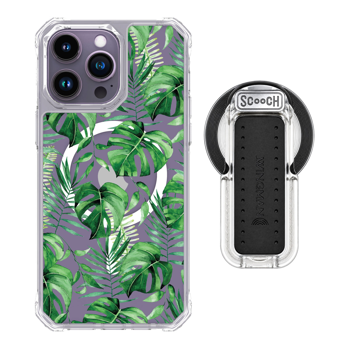 Scooch MagCase Monstera for iPhone 14 Pro Max with MagSafe Wingback - Clear