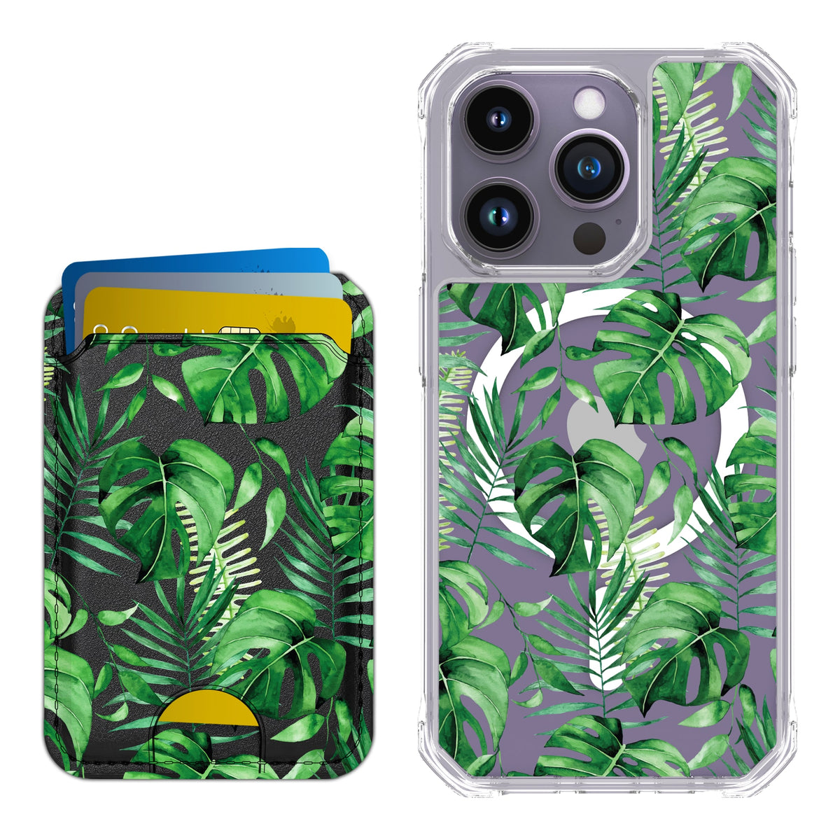 Scooch MagCase Monstera for iPhone 14 Pro with Matching MagWallet