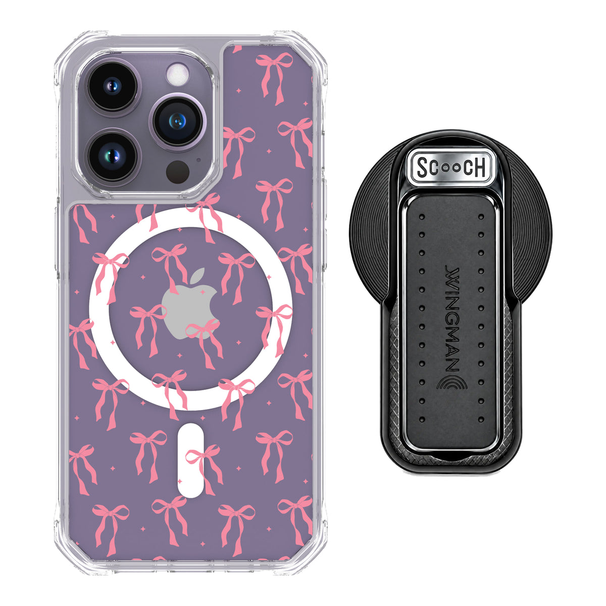 Scooch MagCase Pink Bows for iPhone 14 Pro with MagSafe Wingback - Black