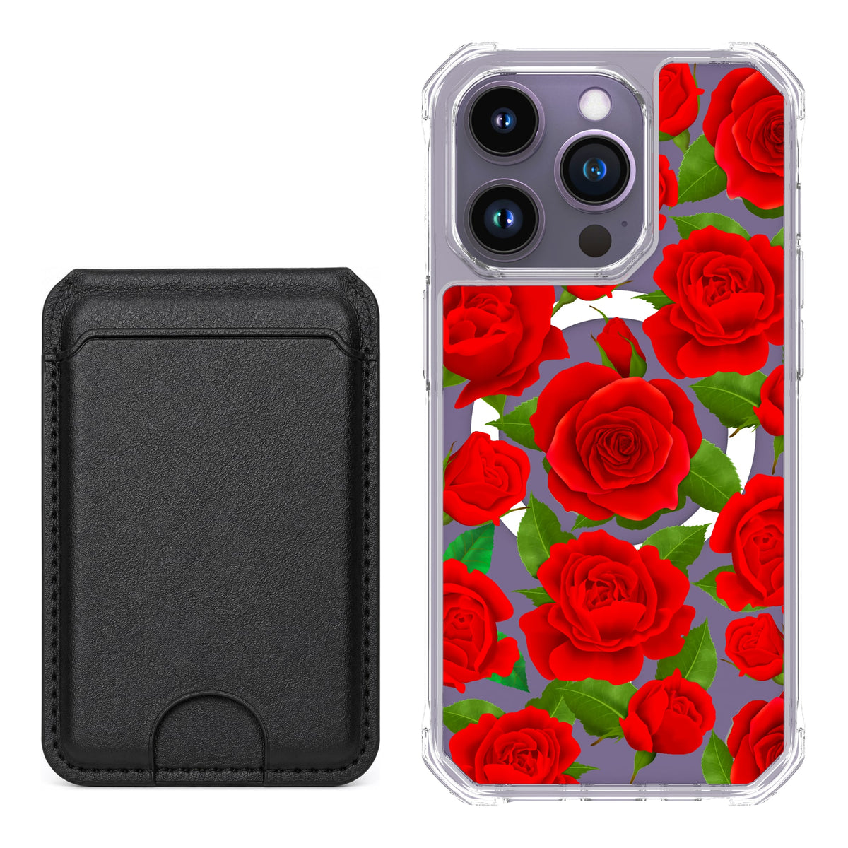 Scooch MagCase Rose Garden for iPhone 14 Pro with Black MagWallet