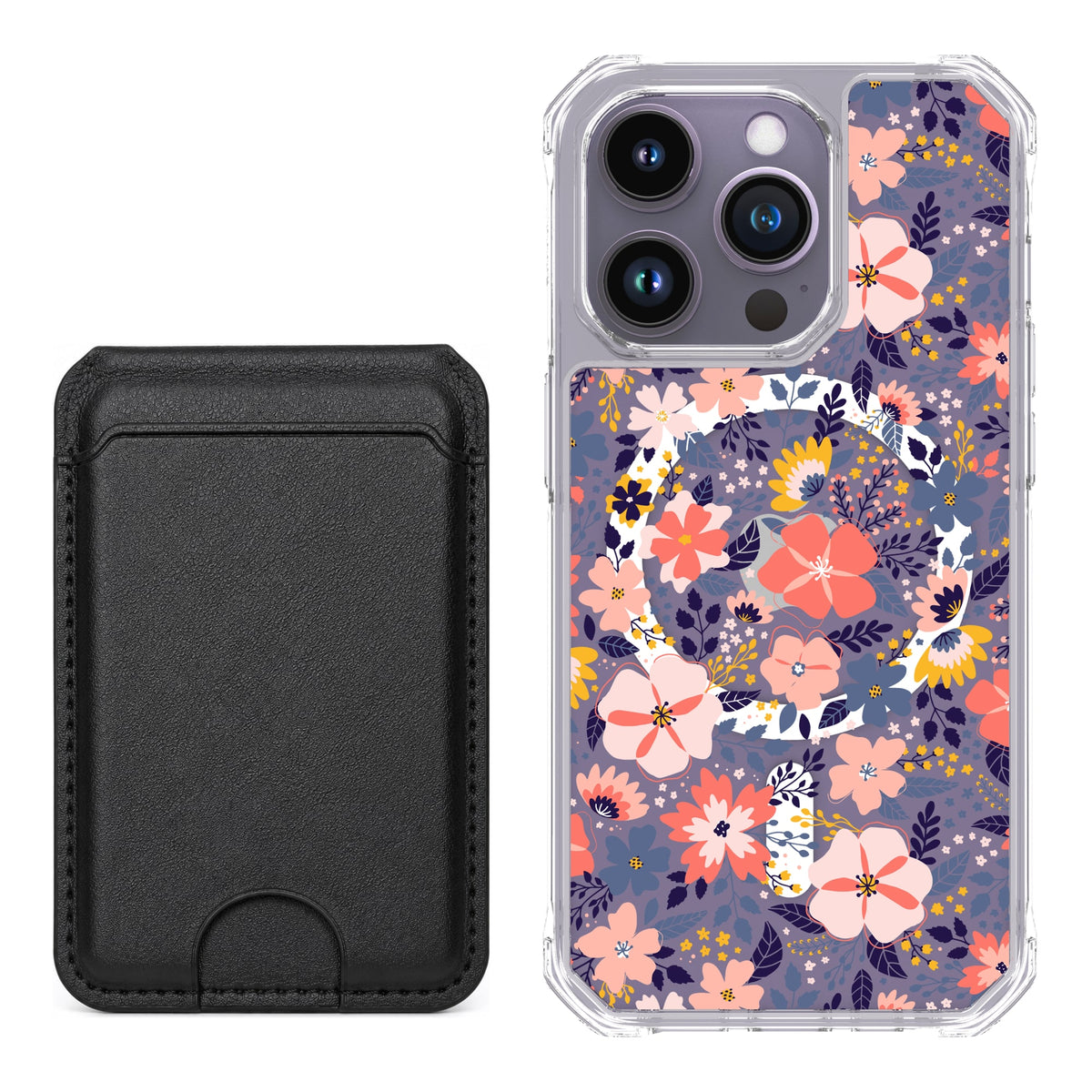 Scooch MagCase Wildflowers for iPhone 14 Pro with Black MagWallet