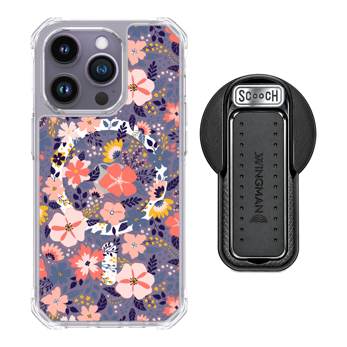 Scooch MagCase Wildflowers for iPhone 14 Pro with MagSafe Wingback - Black