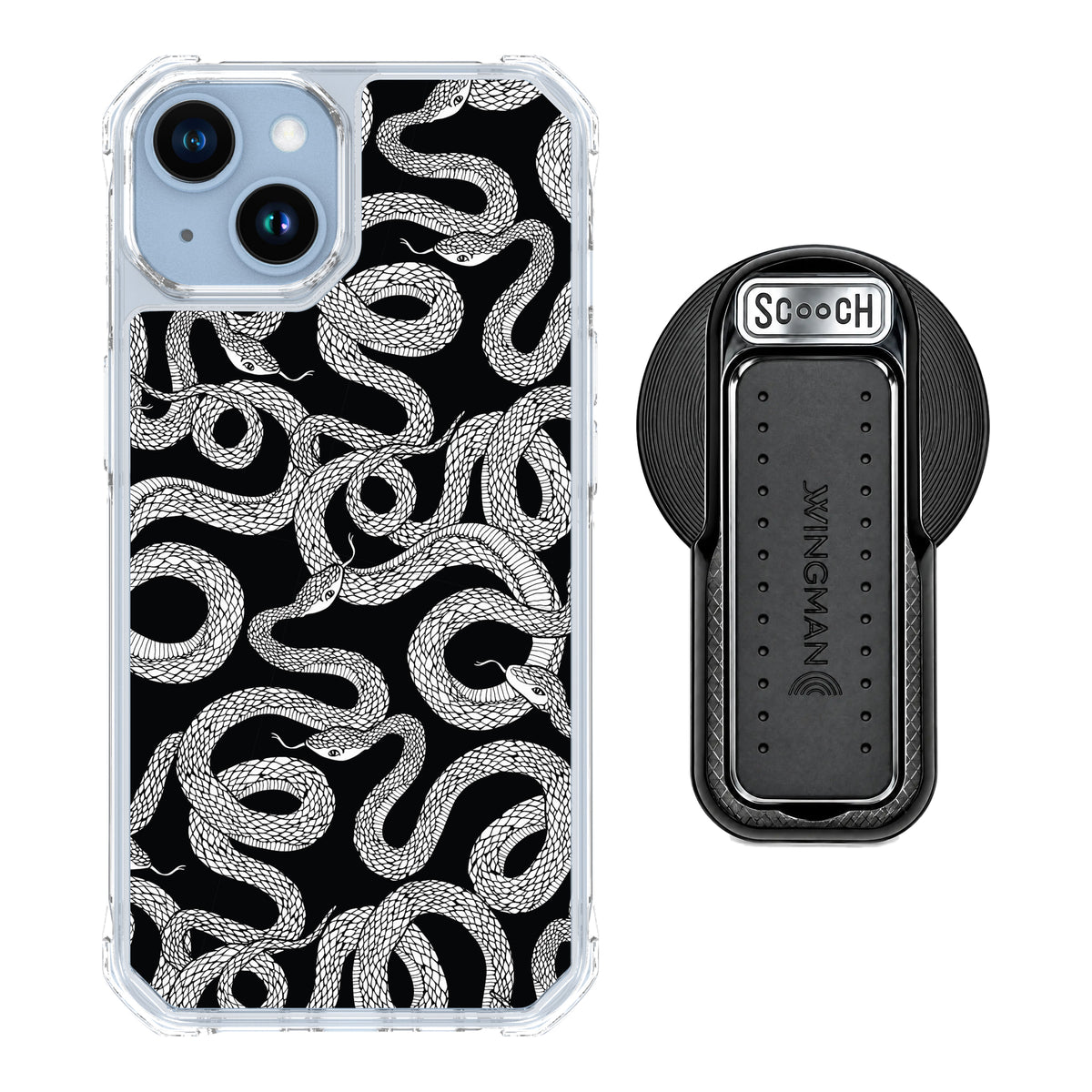 Scooch MagCase Snakes for iPhone 14 with MagSafe Wingback - Black