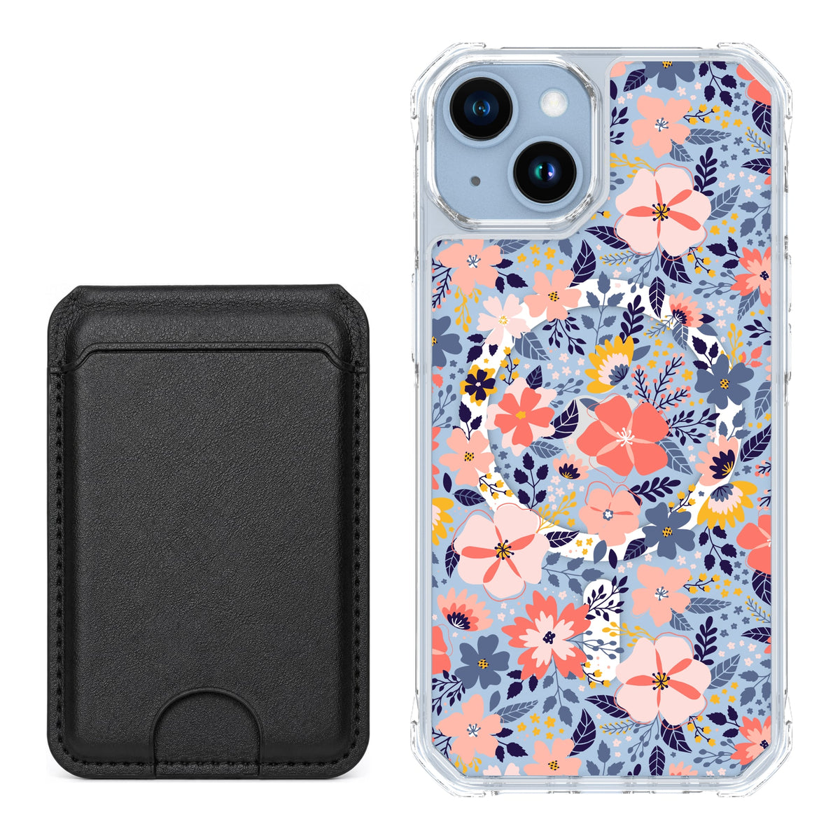 Scooch MagCase Wildflowers for iPhone 14 with Black MagWallet