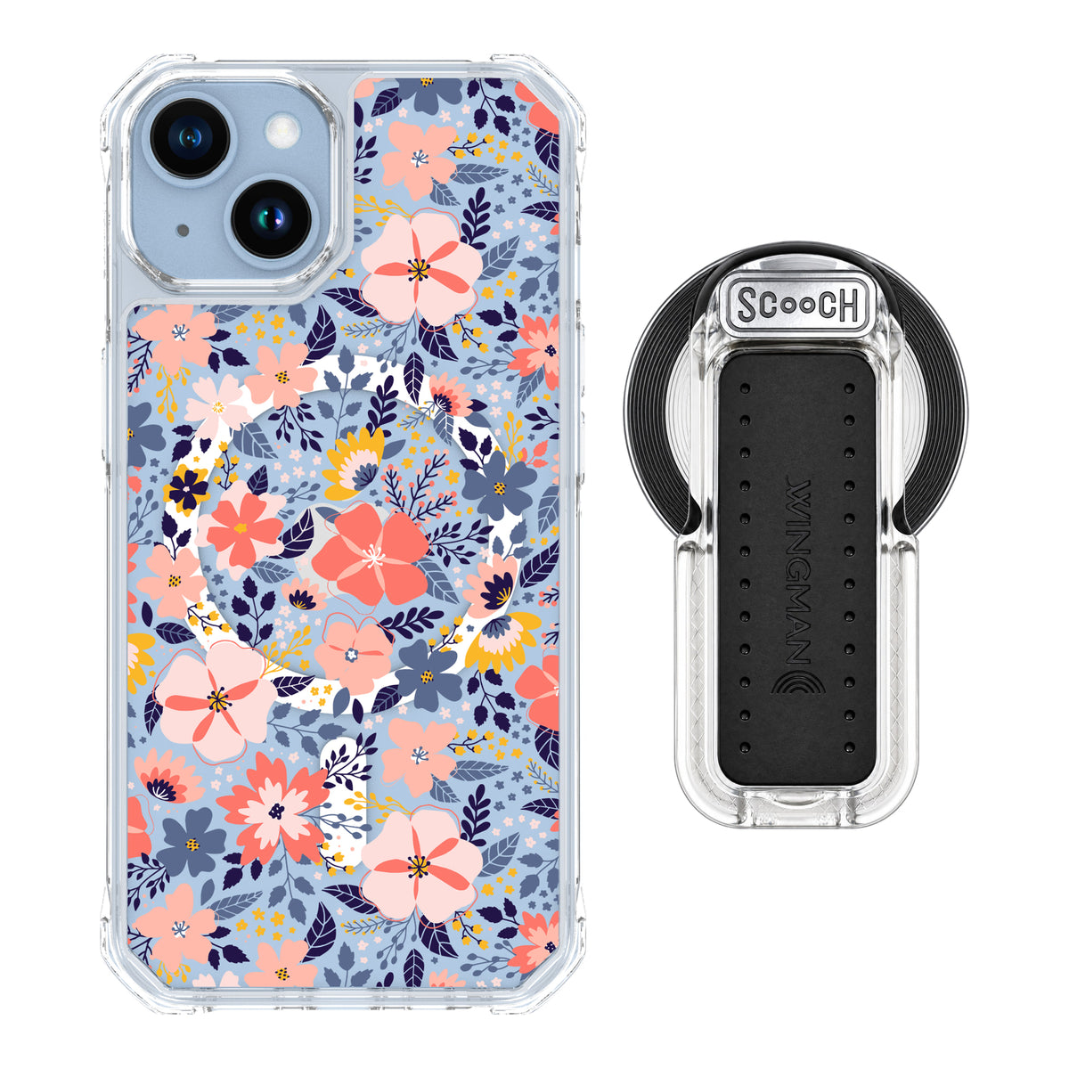 Scooch MagCase Wildflowers for iPhone 14 with MagSafe Wingback - Clear