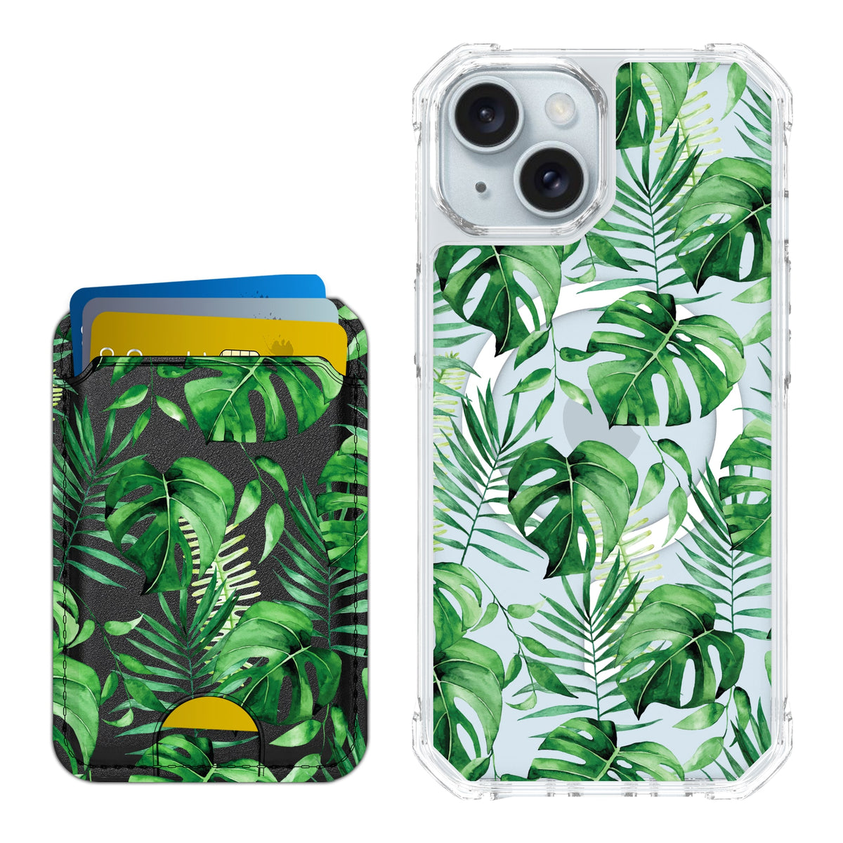 Scooch MagCase Monstera for iPhone 15 with Matching MagWallet