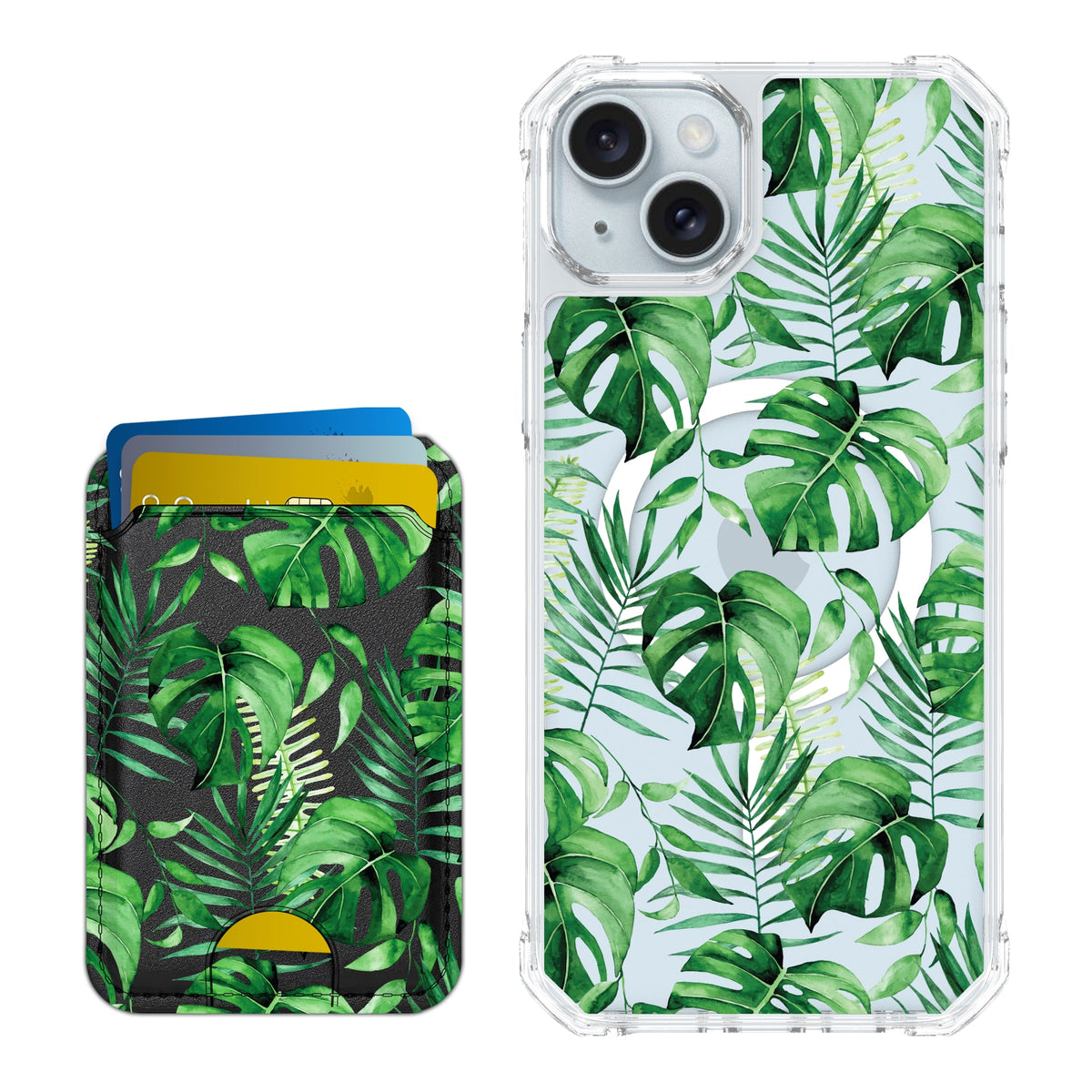 Scooch MagCase Monstera for iPhone 15 Plus and iPhone 14 Plus with Matching MagWallet