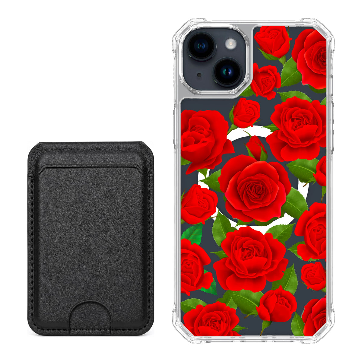 Scooch MagCase Rose Garden for iPhone 14 Plus / iPhone 15 Plus with Black MagWallet