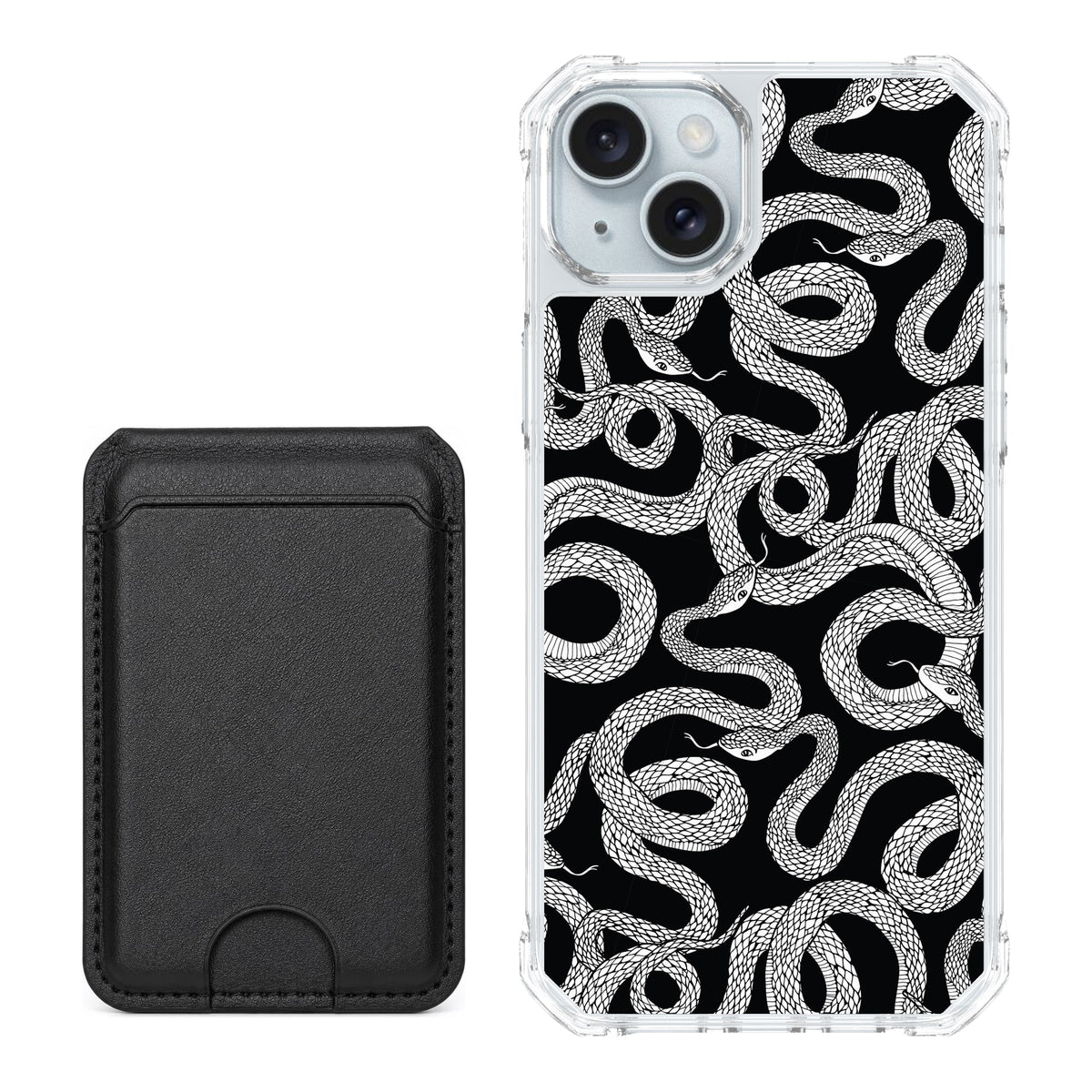 Scooch MagCase Snakes for iPhone 14 Plus and iPhone 15 Plus with Black MagWallet
