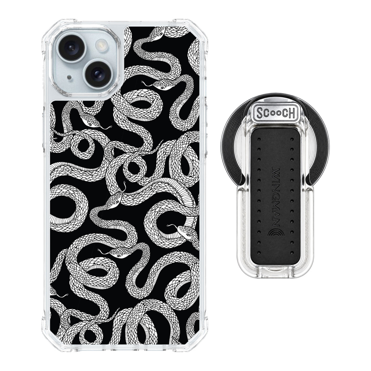 Scooch MagCase Snakes for iPhone 15 Plus and iPhone 14 Plus with MagSafe Wingback - Clear