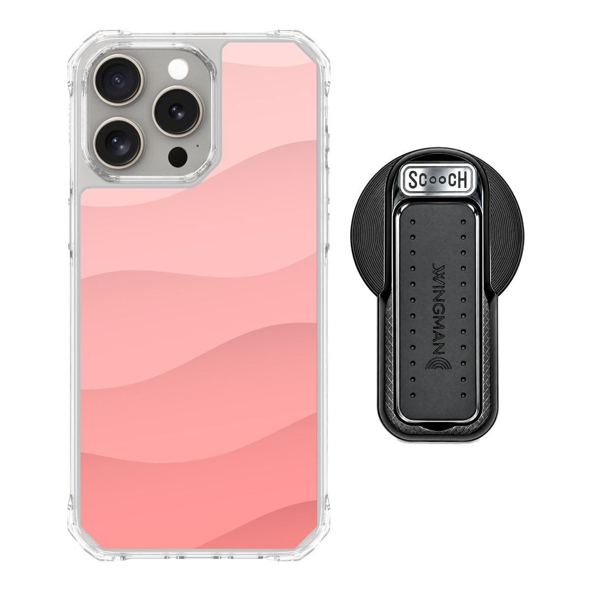 Scooch MagCase Pink Waves for iPhone 15 Pro Max with MagSafe Wingback - Black