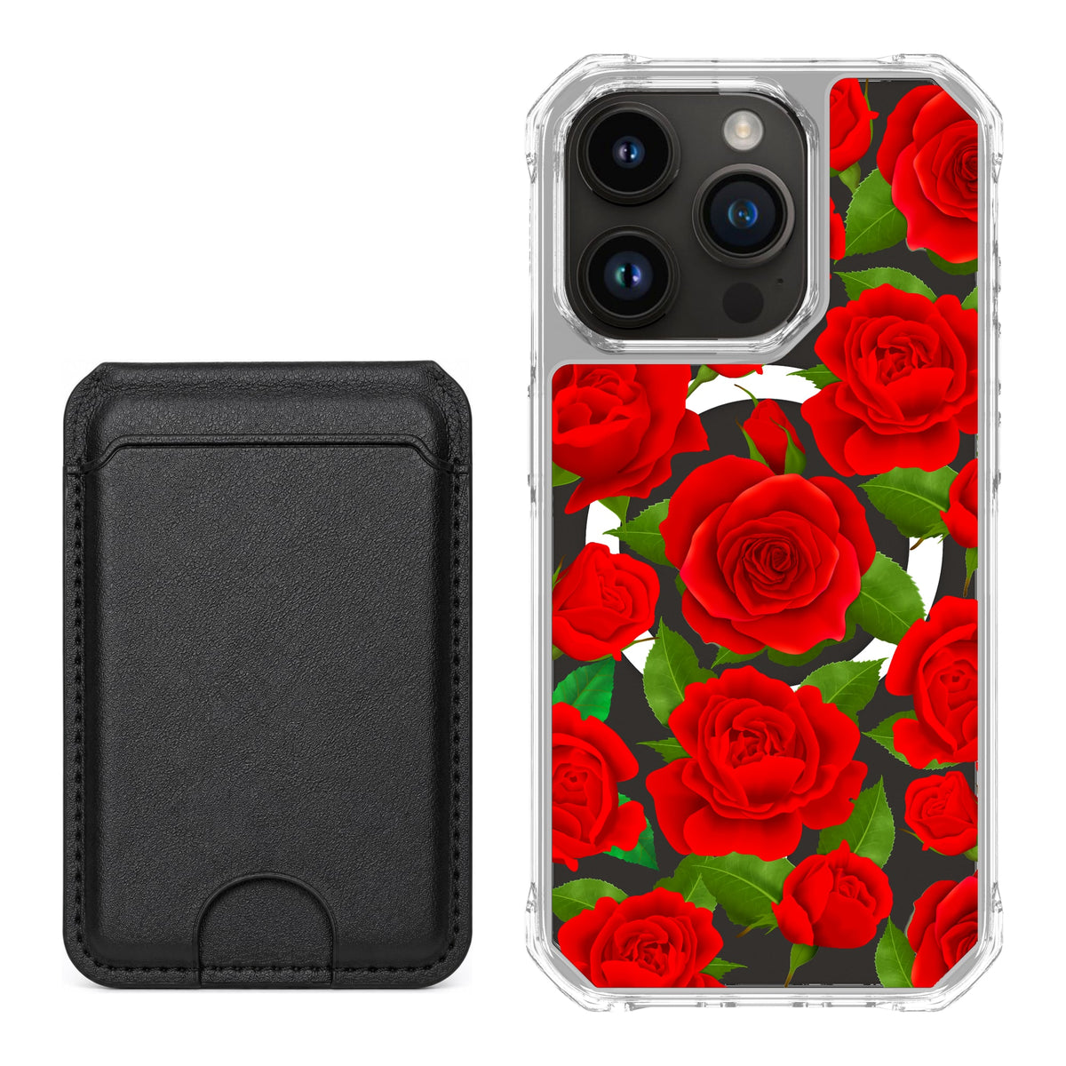 Scooch MagCase Rose Garden for iPhone 15 Pro with Black MagWallet