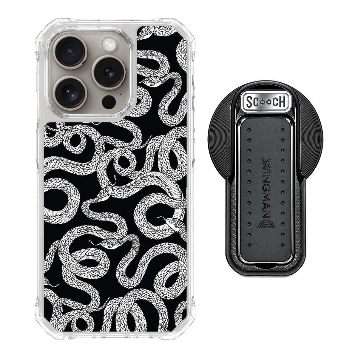 Scooch MagCase Snakes for iPhone 15 Pro with MagSafe Wingback - Black