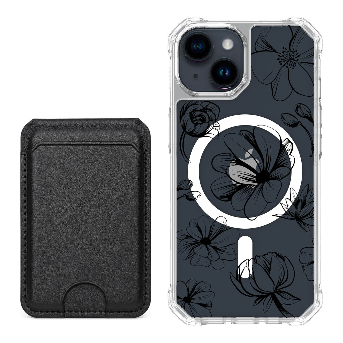 Scooch MagCase Vintage Flowers for iPhone 15 with Black MagWallet