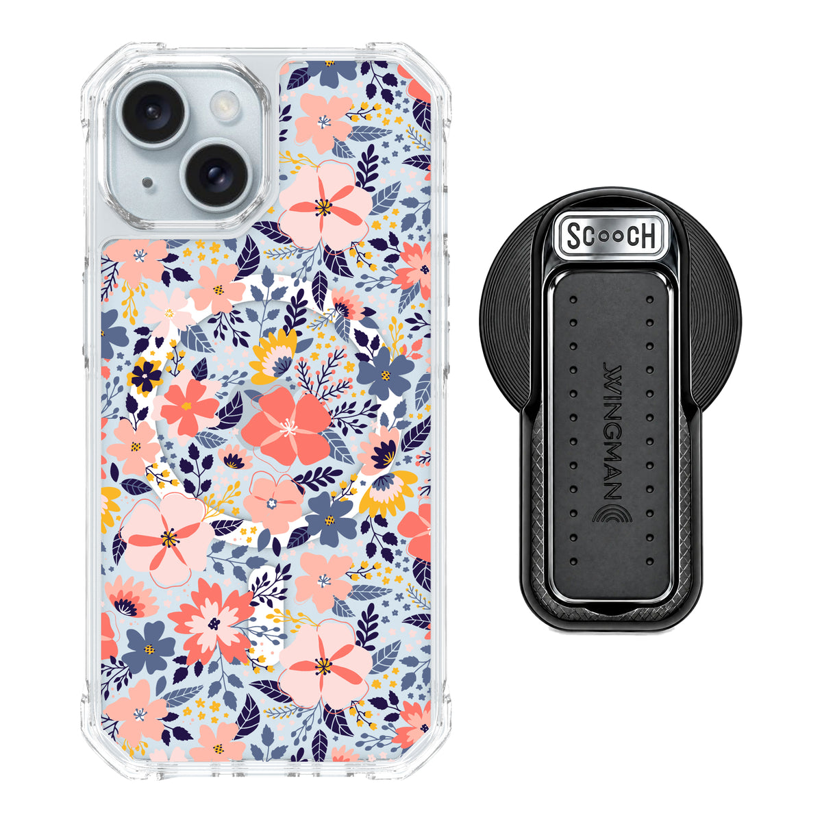 Scooch MagCase Wildflowers for iPhone 15 with MagSafe Wingback - Black