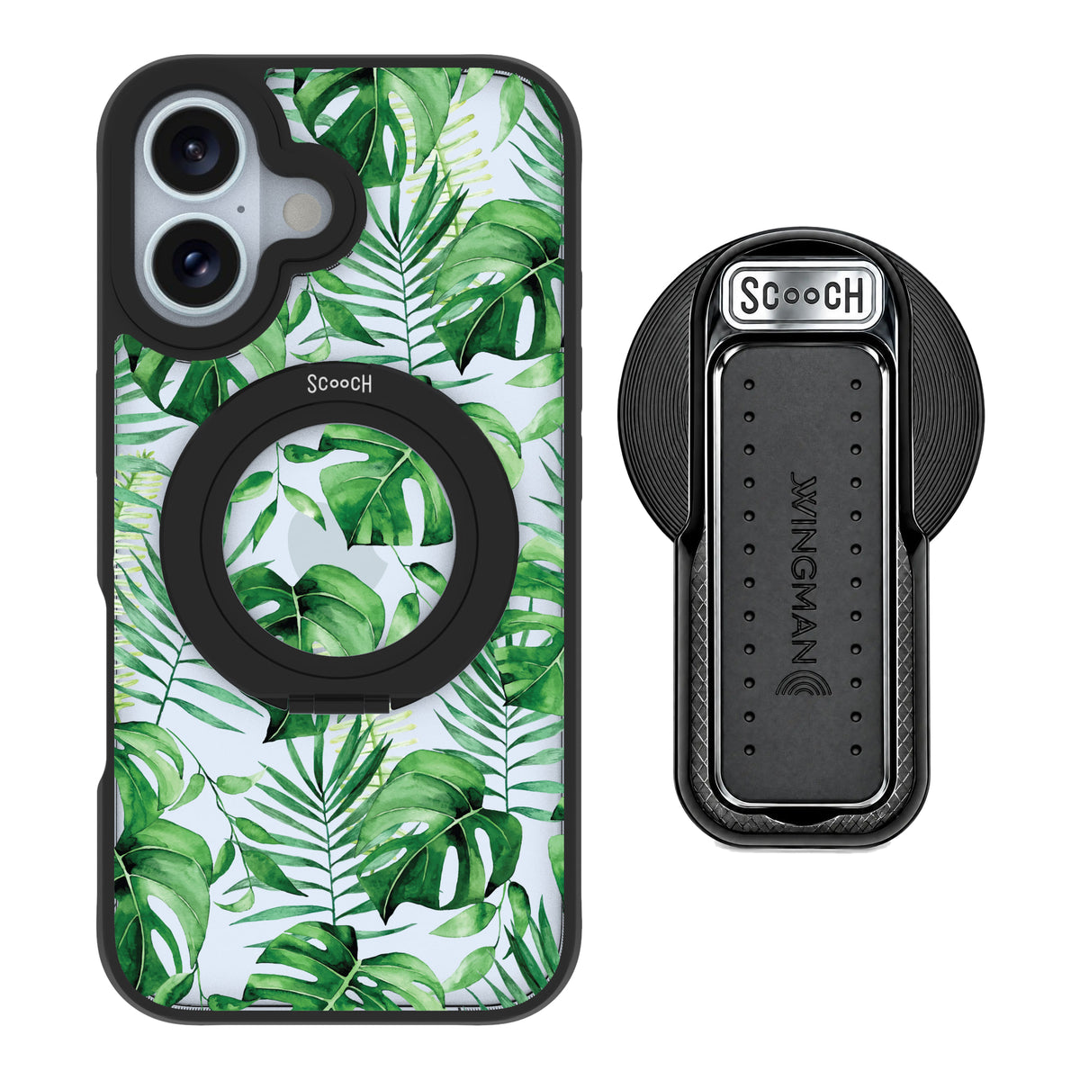 Scooch HaloCase Monstera for iPhone 16 with MagSafe Wingback - Black